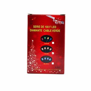 SERIE DE 100F LED DIAMANTE CALIDO CABLE VERDE