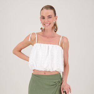 Blusa Tirantes Algodón Bordado 100% Algodón Blanco