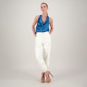 Pantalón Cargo Satín Hueso