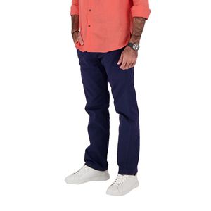 Pantalón Casual Recto de Gabardina con 5 Bolsillos Azul Marino