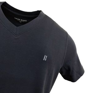 Playera Cuello V Manga Corta Gris Obscuro