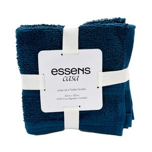 Toalla Essens Facial Set 4 Piezas 30cm x 30cm 500 Gsm Azul Marino