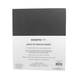 Juego De Sábanas Essens Queen Size Gris Oscuro