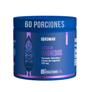 Suplemento Alimenticio Mag Trifecta a Base de Treonato de Magnesio, Glicinato de Magnesio, Citrato de Magnesio e Inulina de Agave Birdman 180 Cápsula