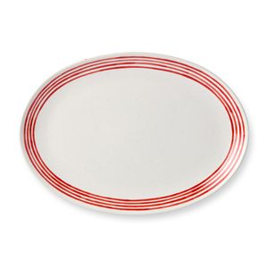 Platon Ovalado Ceramica 16 X 12 Pulgadas Red Strip