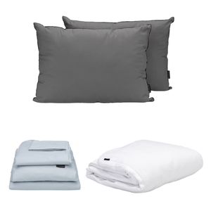 Combo para Cama con Protector Cloud + Sábanas Softy + Almohada 2-Pack Dicasa Gris Queen Size