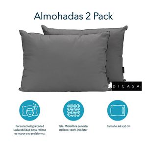 Combo para Cama con Protector Cloud + Sábanas Softy + Almohada 2-Pack Dicasa Gris Matrimonial