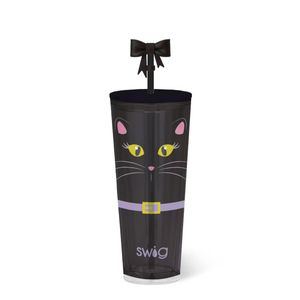 Vaso Plástico Con Popote Swig Gato Boo Crew Cat Negro 24 Oz Halloween