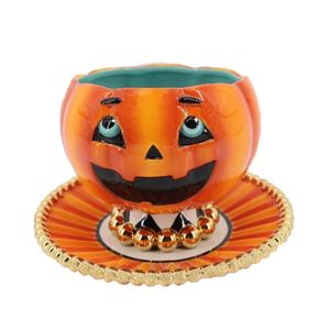 Plato Con Taza De Calabaza Halloween