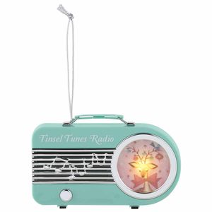 Colgante Mini Radio Turquesa Navidad 4.7 Pulgadas