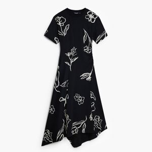 Vestido Casual Midi Manga Corta