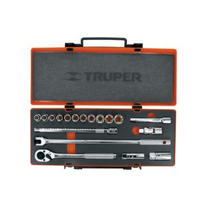 Juego de 18 Herramientas Cuadro 1/2" MM Para Mecánico JD-1/2X19M