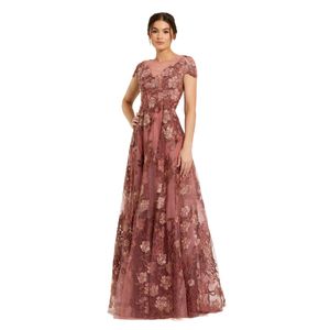 Vestido Mac Duggal de Noche Bordados Florales