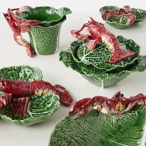 Plato de Aperitivos Grande Bordallo Pinheiro Cabbage con Langosta