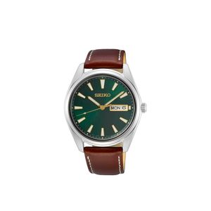 Reloj Caballero Moda Piel Modelo Sur449 Color Café Marca Seiko