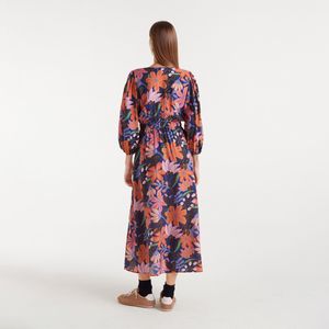 Vestido Compañía Fantástica Midi Crepé Ligero con Estampado