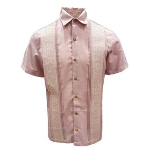 Guayamisa Manga Corta Bordado Y Alforzas Palo De Rosa