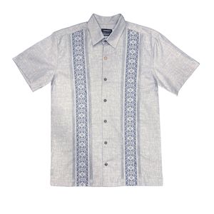 Guayamisa Manga Corta Bordado Y Alforzas Gris