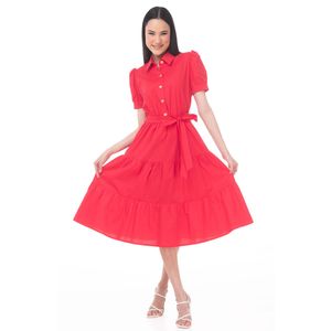 Vestido Casual Midi Manga Corta