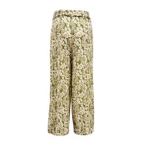 Pantalón Con Pliegues En Pretina Estampado Verde