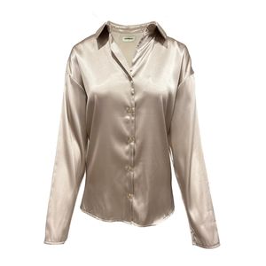 Blusa Manga Larga De Satin Beige