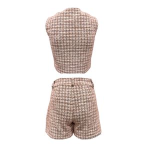 Conjunto Chaleco Y Falda Tipo Chanel Tweet Rosa