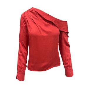 Blusa Manga Larga Con Drapeado Hombro Asimetrico Shedron
