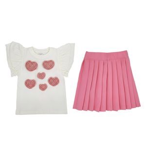 Conjunto Choys de Corazones Blusa y Falda Niña Rosa