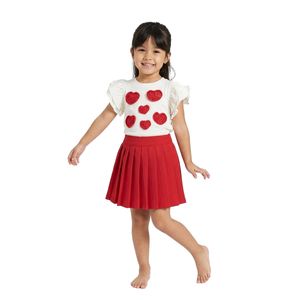Conjunto Choys de Corazones Blusa y Falda Niña Rojo