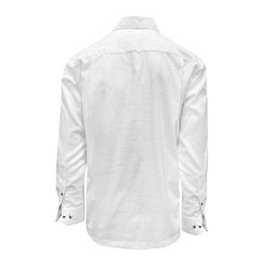 Guayamisa Blanca Manga Larga Con Bordado Azul Y Alforzas