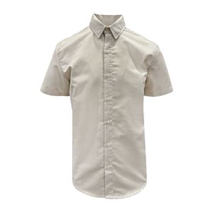 Camisa Manga Corta Rayas 55% Algodón - 45% Poliéster Beige